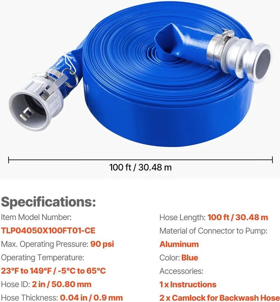 Manichetta 2" x 100ft Professionale | Tubo Scarico PVC Alta Pressione - 7