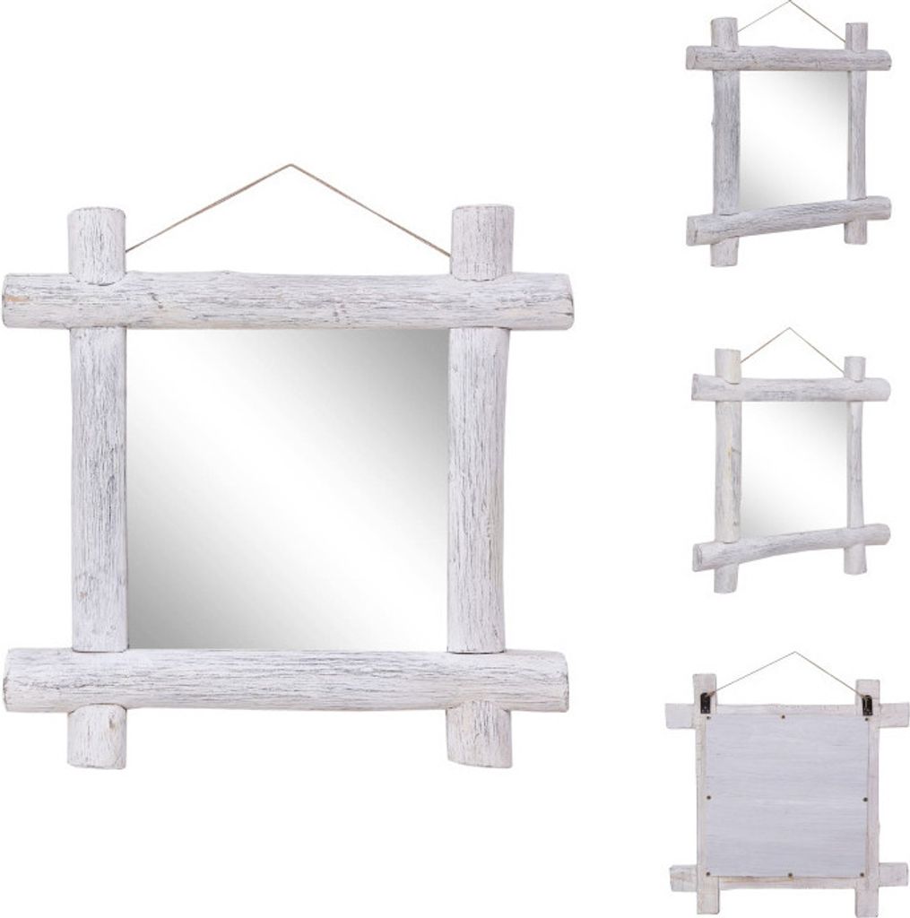 vidaXL Holzspiegel Weiß 70x70 cm Altholz Massiv - Spiegel