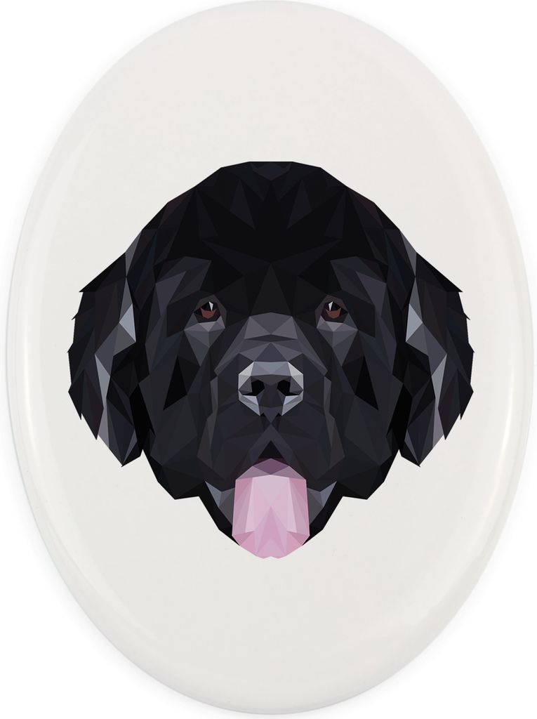Neufundländer, Newfoundland - Fliese mit geometrischem Bild und Schriftzug der Marke Art-Dog