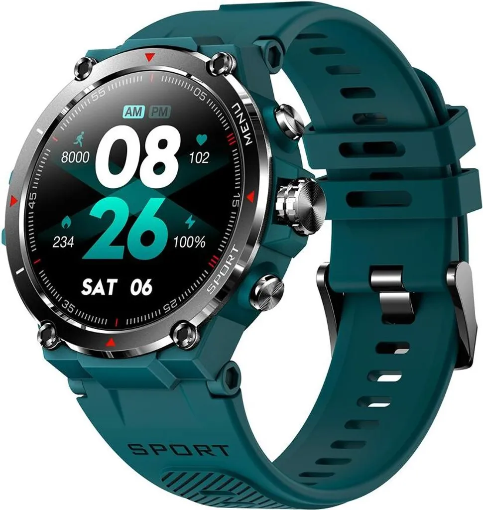 Montre connectée DCU STRAVA Cyan 1,3" avec écran HD et autonomie Pro