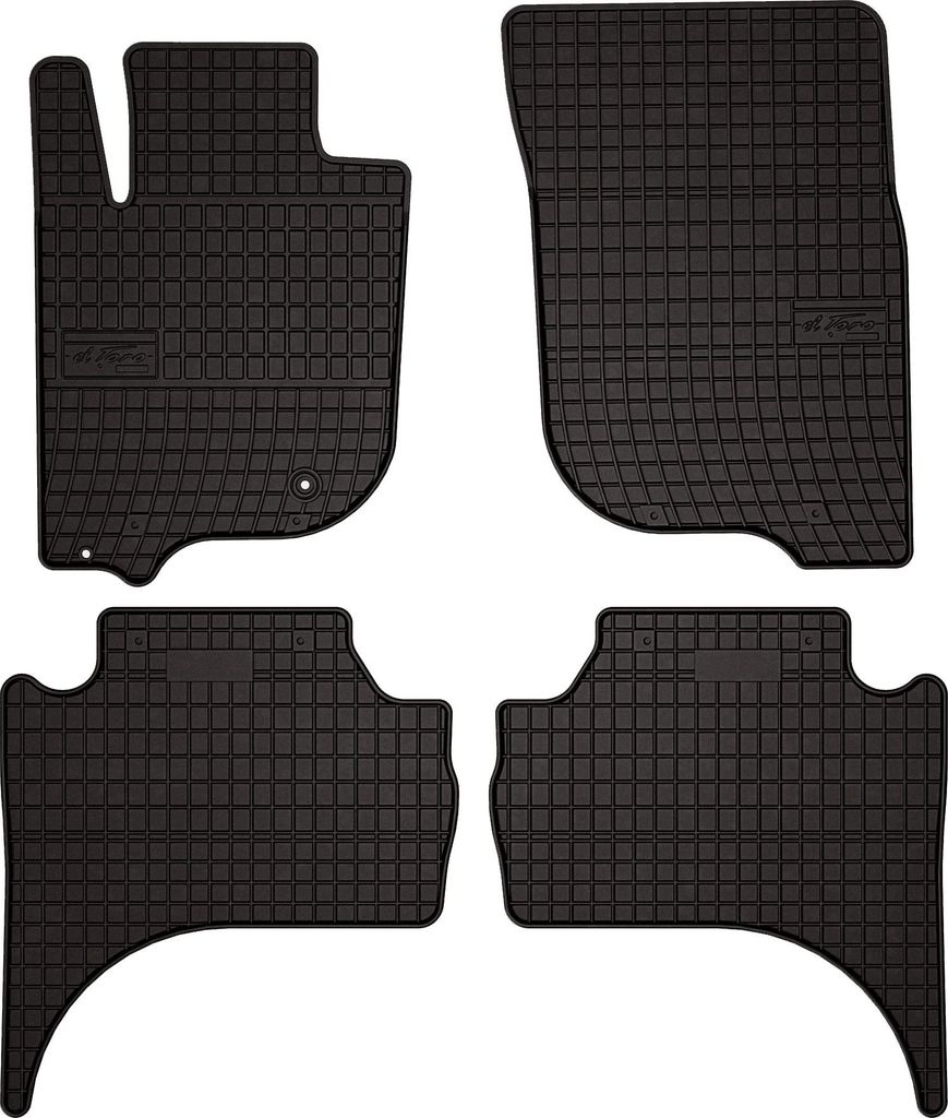 Gummifußmatten passend für Mitsubishi L200 VI (Abholung, Bj. 2019-) – schwarz, passgenau, mit Befestigungen set 4 Stk. - Gummi-Automatten