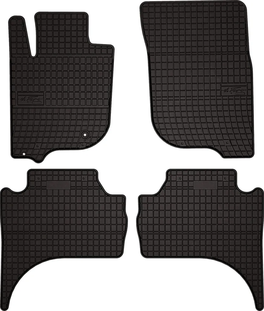 Tappetini auto in gomma adatto per Mitsubishi L200 VI (2019-, pickup) neri, set 4 pz, con fissaggi