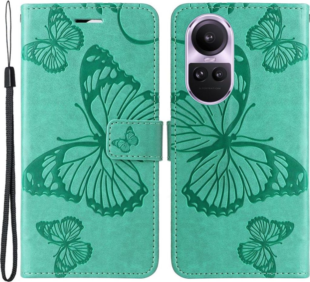 OPPO Reno10 / Reno10 Pro Hülle - Coverup Schmetterlinge Klapphülle - Mintgrün