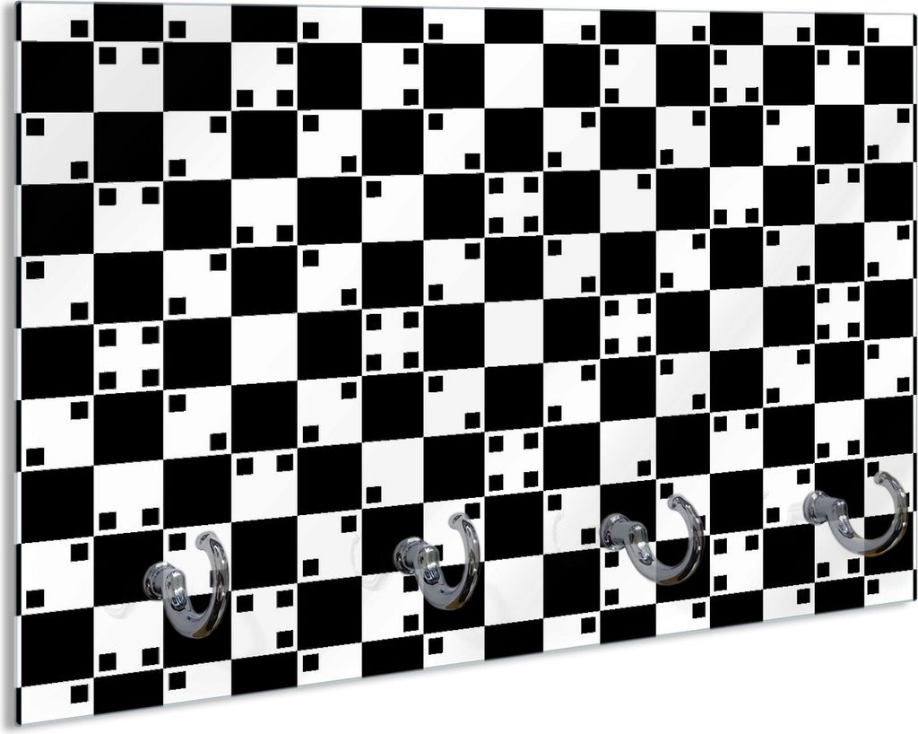 Wallario Handtuchhalter aus Glas, Motiv: Optische Täuschung - Illusion - schwarz weiß II, 30 x 20 cm mit 4 Haken