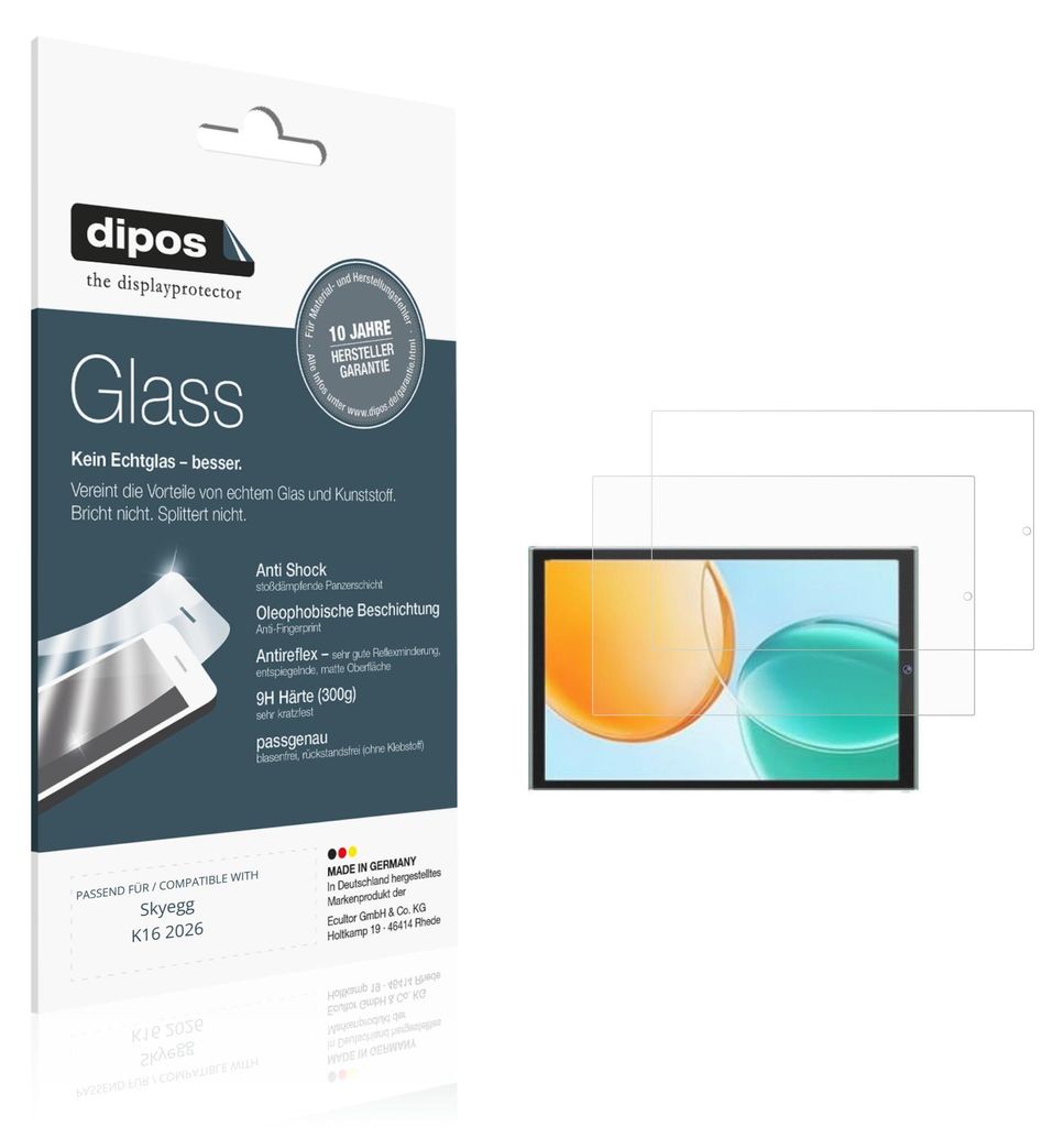 2x Schutzfolie für Skyegg K16 2026 matt - Anti-Shock 9H Folie dipos Glass Kunststoffglas