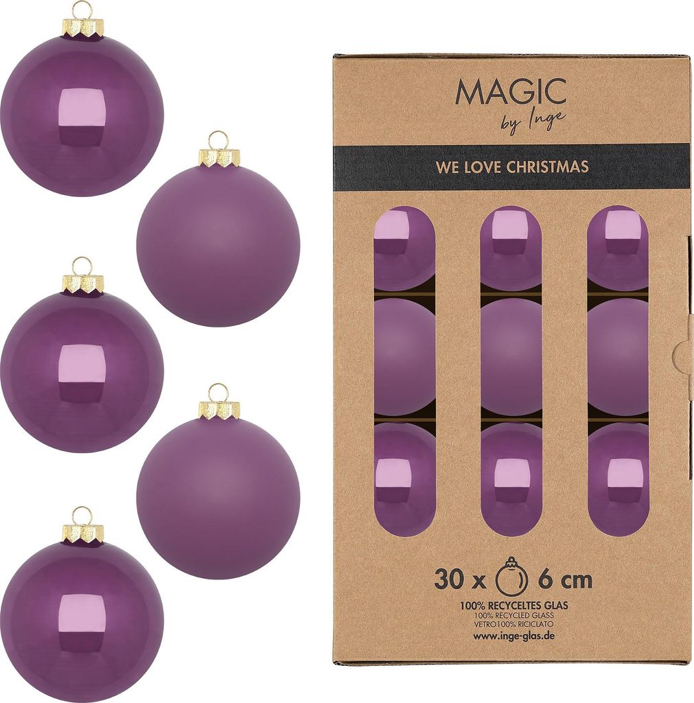 Weihnachtskugeln Glas 6cm 30 Stück - Wild Mauve