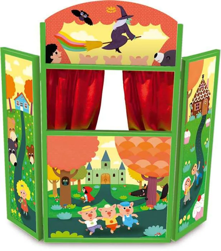 Théâtre en bois Vilac 4624 avec rideaux et décors interchangeables