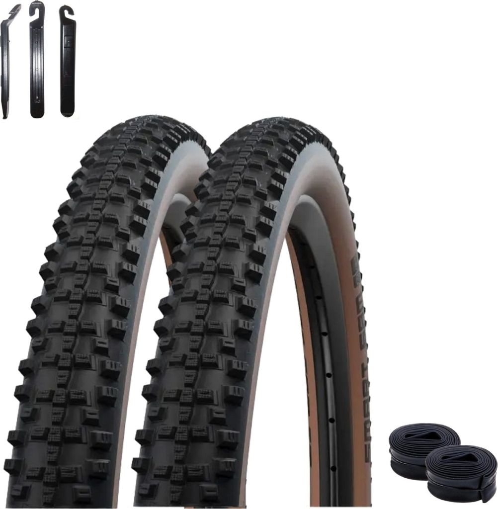 Angebot Set 2 x Schwalbe Smart Sam ADDIX Performance Line Fahrradreifen Schwarz/Bronze 65-622 (29x2.60) + 2 x Schwalbe Schläuche AV19F inkl. maxxi...