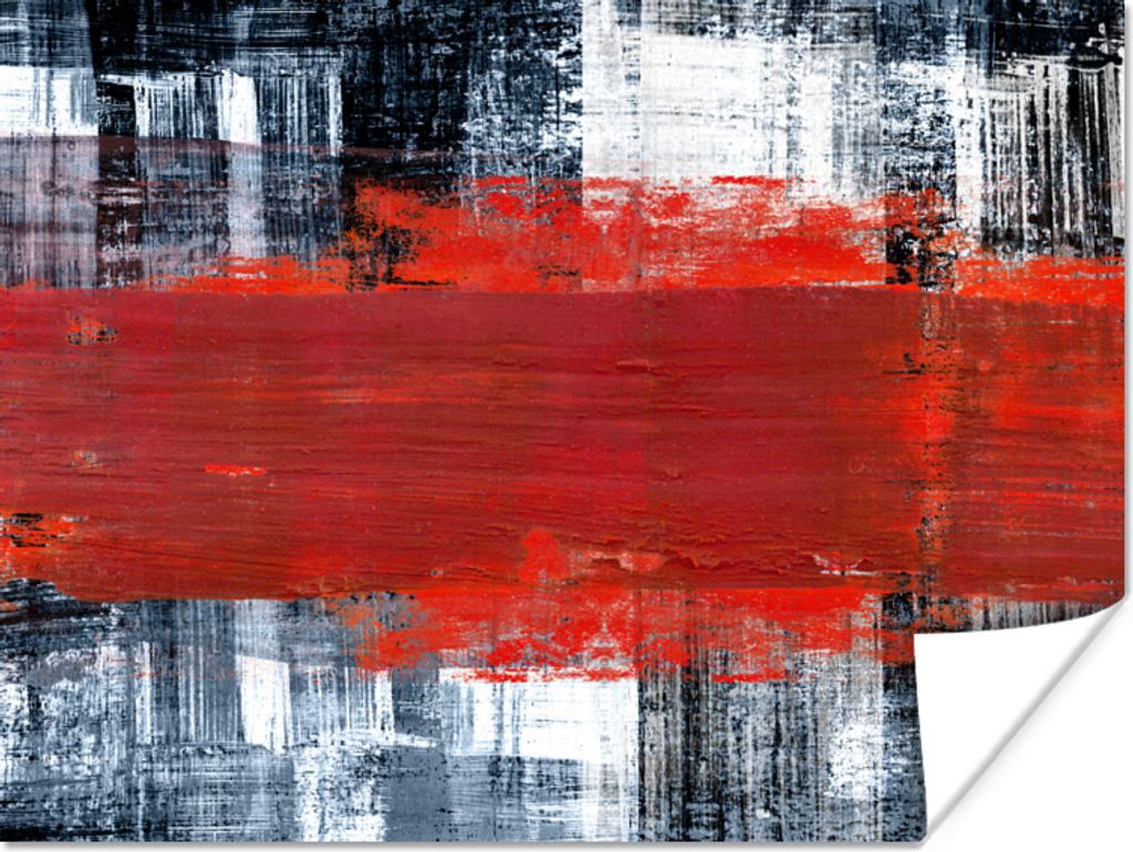 MuchoWow Poster Gemälde - Abstrakt - Rot - Öl 120x90 cm - Wandbild