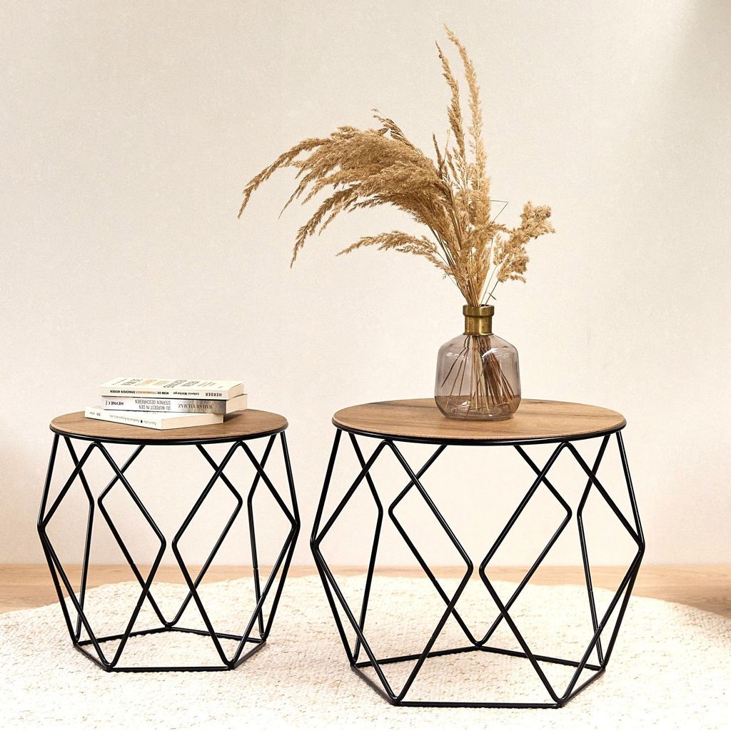 MyWIRE Couchtisch "Sanna Holzplatte", 2er SET - schwarz Produktbild 