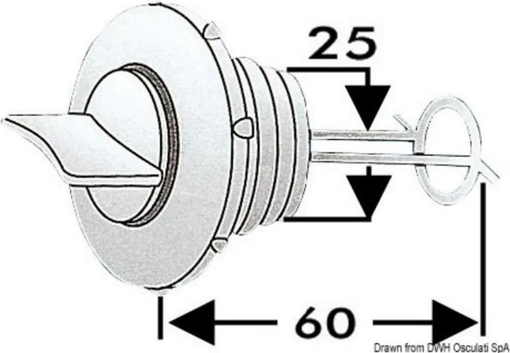 Set 10 Tappi Scarico Nylon Osculati 18.346.10 Foro 25mm Bianco