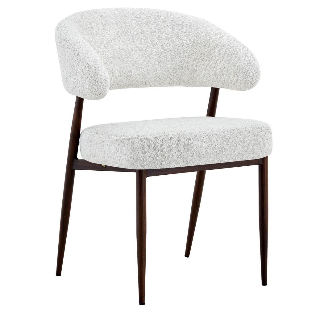 Gepolsterter Stuhl in Creme, dunkle Beine, bequem, Produktbild 
