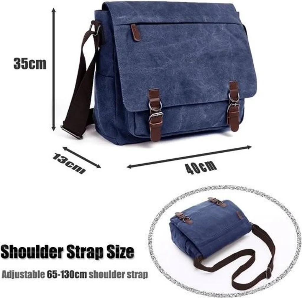 Sacoche travail et école pour PC 16 pouces bleu, sac en toile robuste