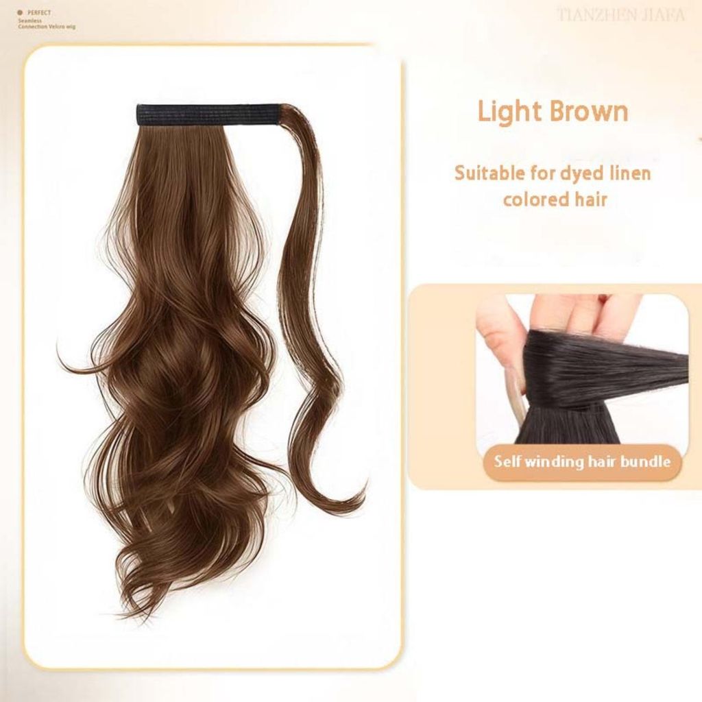 INF Hellbrauner tiefer Pferdeschwanz Wig - Magic Tape Haarverlängerung