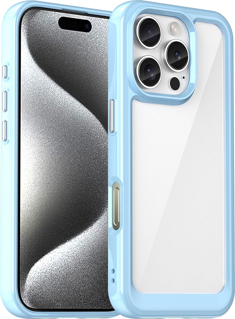 Schutzhülle für iPhone 16 Pro Klar Rückseite Stoßfeste TPU Silikon Bumper Hülle Blau