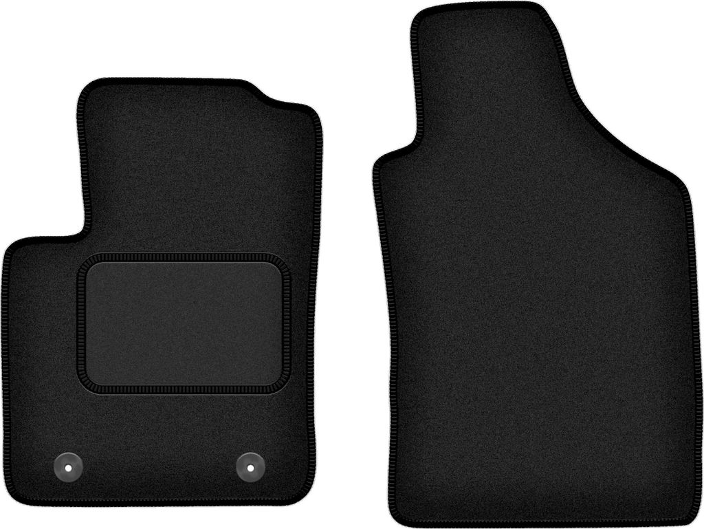 Velours-Fußmatten Vorne passend für Ford Ka MK2 FL (Schrägheck, Bj. 2012-2018) – schwarz, passgenau, mit Befestigungen set 2 Stk. - STANDARD