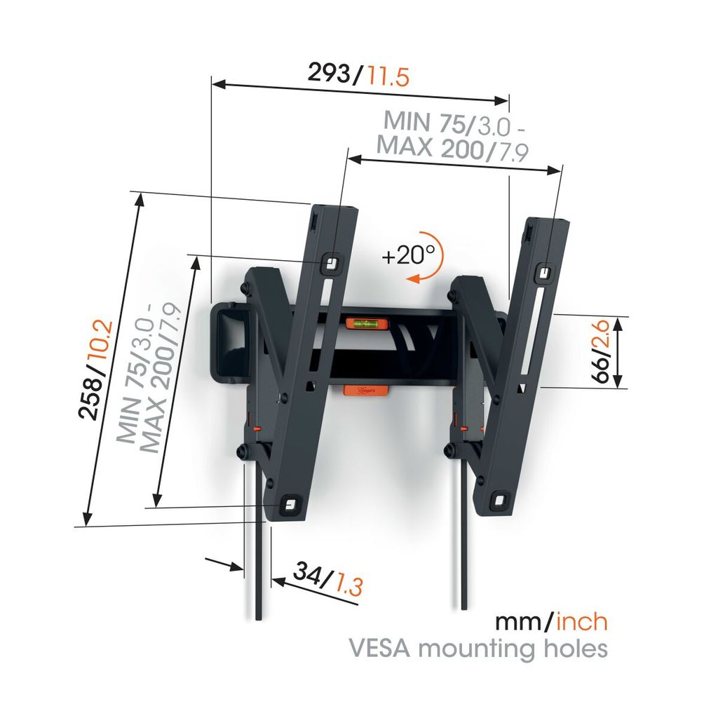Vogels COMFORT TVM 3215 schwarz Tilt Small Wandhalterung Produktbild 