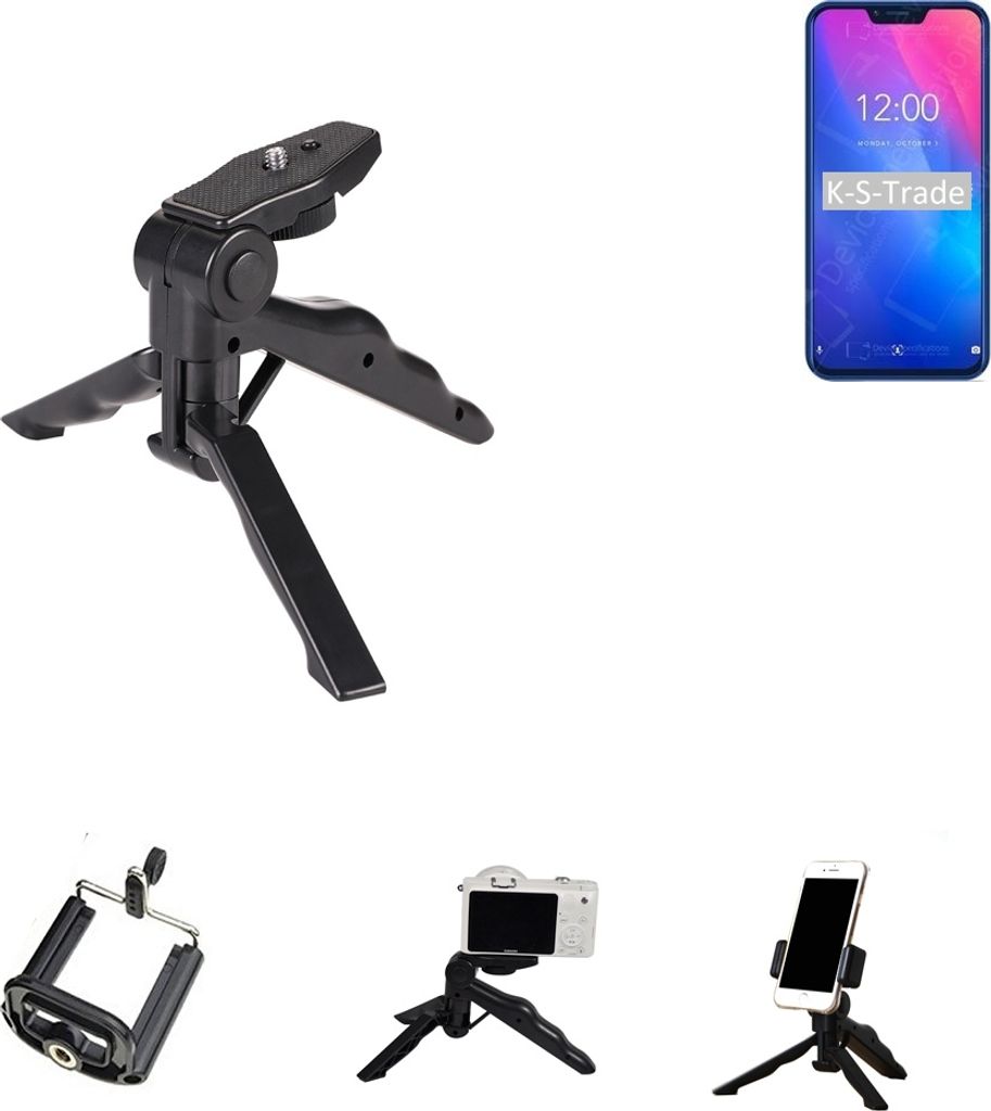 K-S-Trade Stativ Tisch-Ständer Dreibein Handy-Stativ Ständer kompatibel mit Vernee M8 Pro Mini-Stativ Smartphone Tripod Handy-Stativ aus Plastik