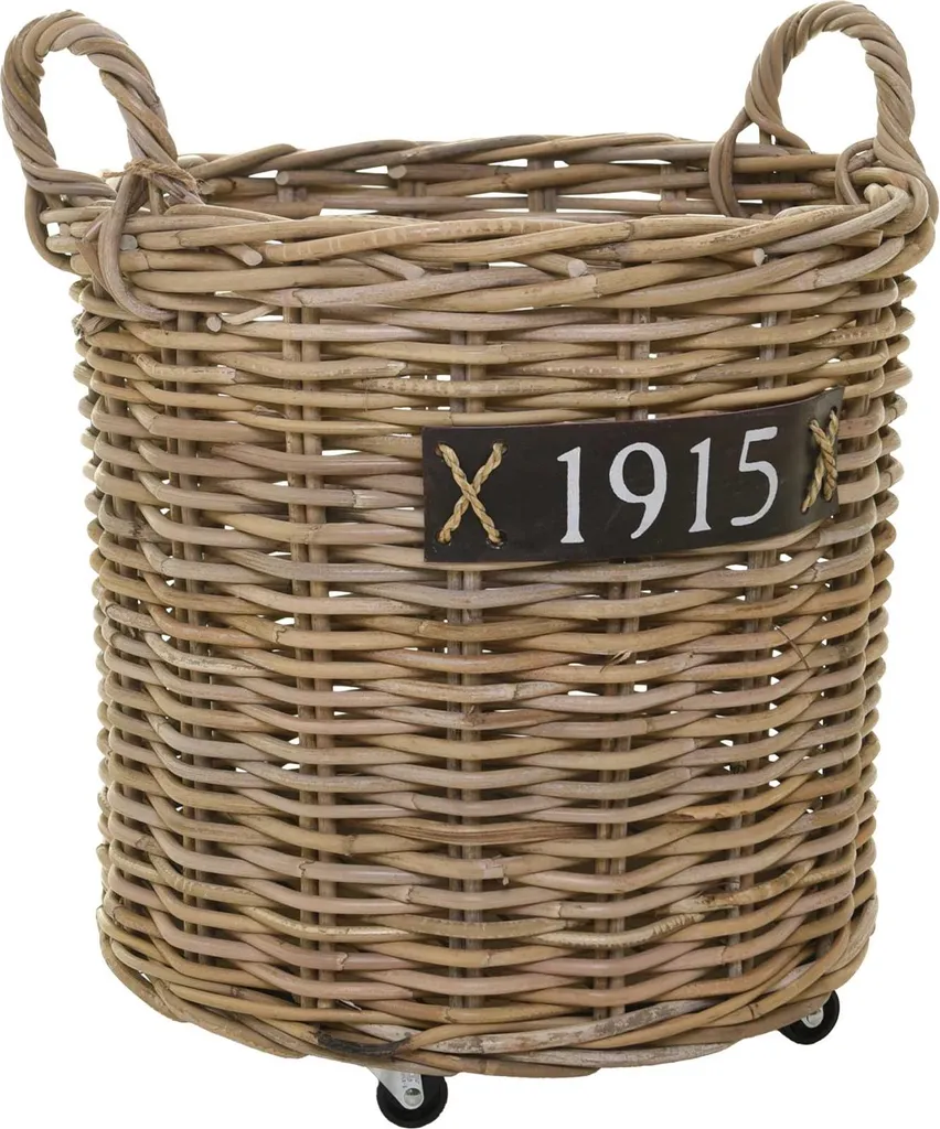 VIVANNO Cestino porta legna in rattan ARRIBA Rotondo, intrecciato naturale - 50x50 cm