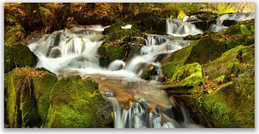 Glasbilder 140x70 Wandbild Druck auf Glas Wasserfall Felsen Natur