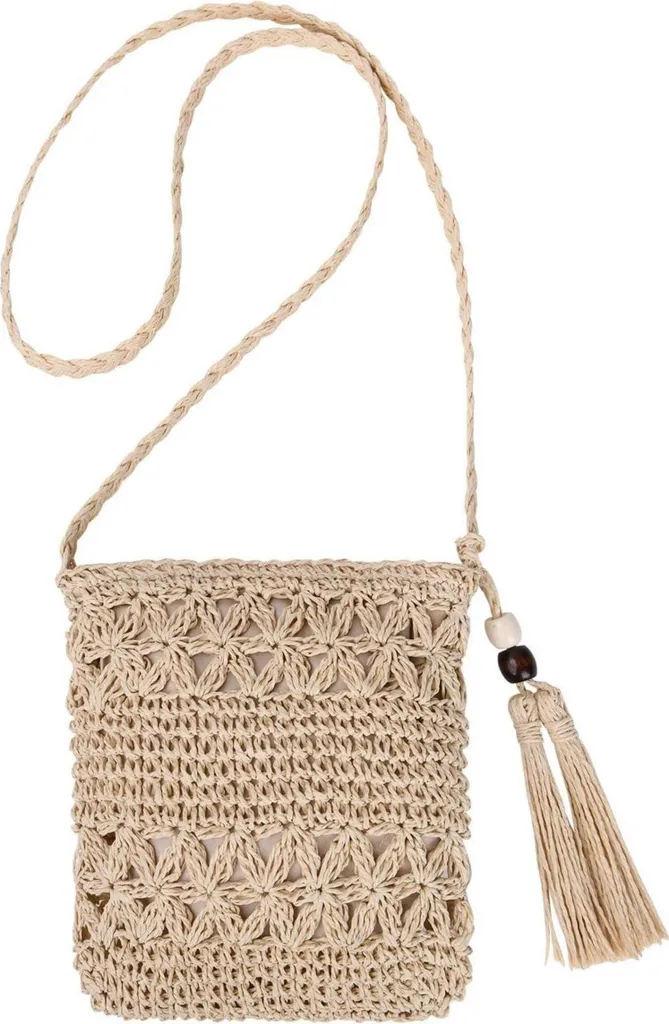 Borsa Paglia Donna Stile Vintage: Tracolla Boho Nappe per l'Estate