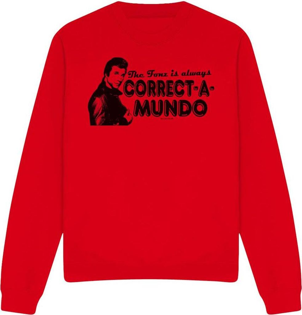Happy Days - "Correct A Mundo" Sweatshirt für Herren/Damen Uni TV12238 (XL) (Rot)