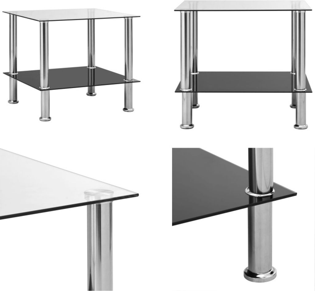 vidaXL Beistelltisch Transparent 45x50x45 cm Hartglas - Couchtisch - Couchtische - Beistelltisch - Beistelltische