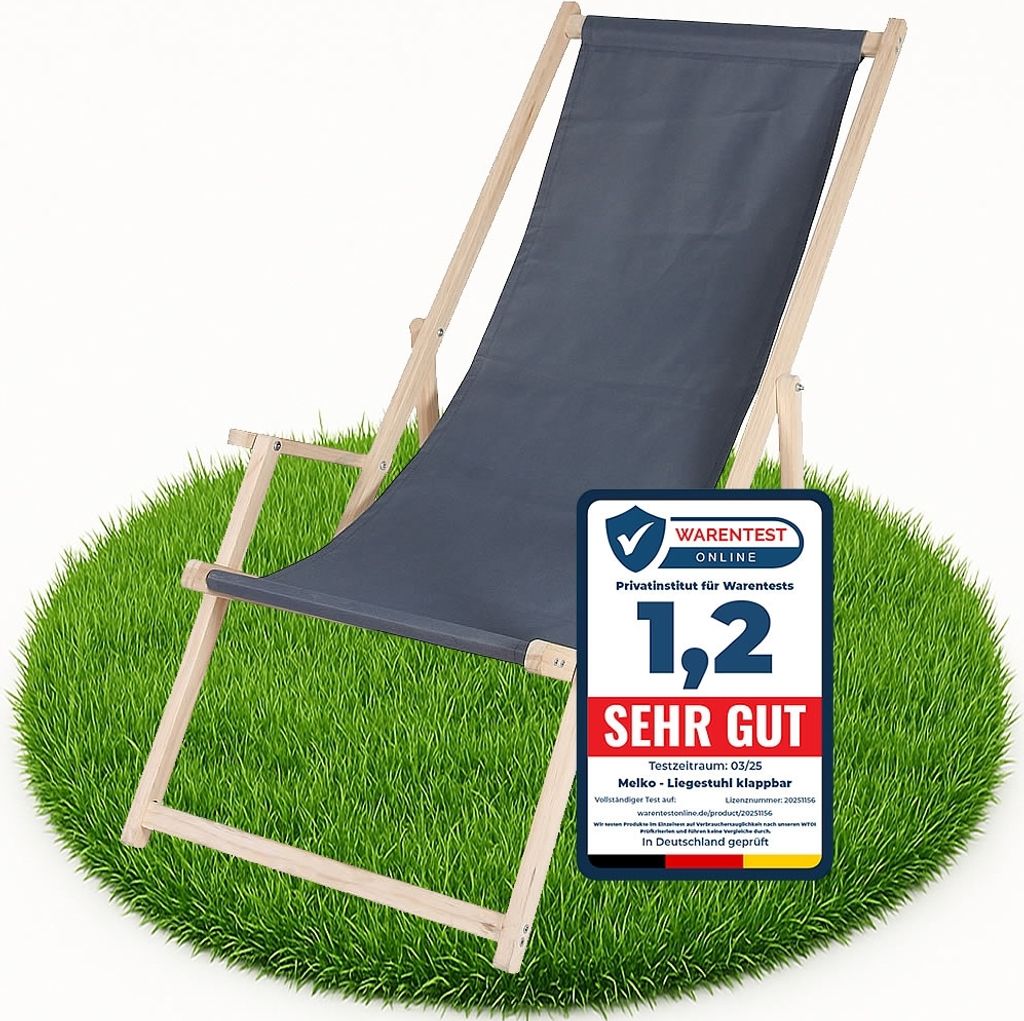 Strandstuhl klappbar Holz mit Armlehnen Anthrazit Relaxliege