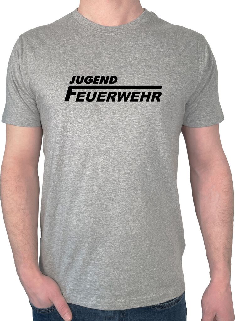 Huuraa Herren T-Shirt Jugend Feuerwehr Schriftzug S Sport Grey Bio Baumwolle Fairtrade Herrenshirt Geschenkidee