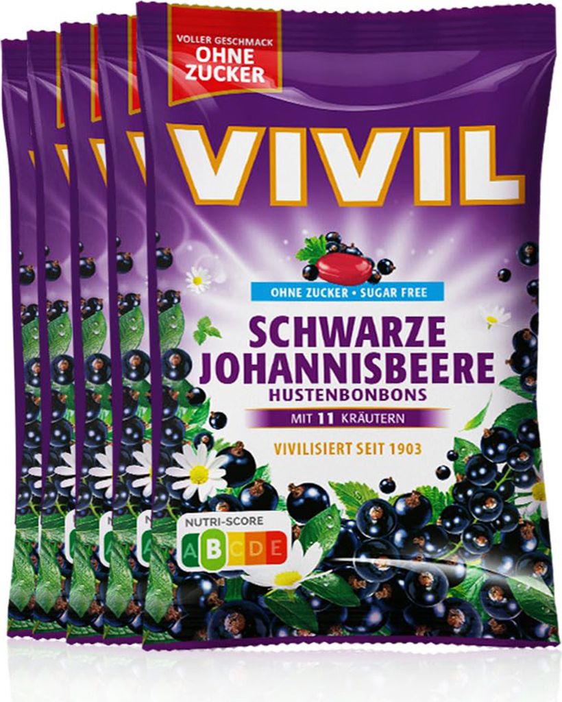 VIVIL Schwarze Johannisbeere Hustenbonbons ohne Zucker | 5 Produktbild 