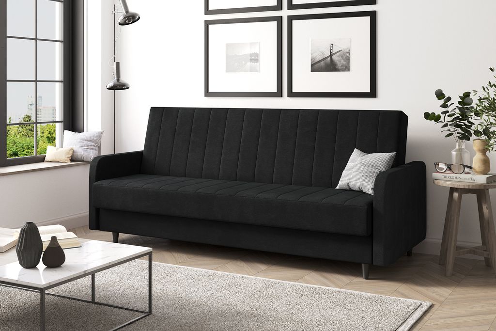 MEBLINI Sofa mit Schlaffunktion - Schlafcouch Ausziehbar - Schlafsofa mit Bettkasten - Sofabett - Couch mit Schlaffunktion - Klappsofa - ANDRES 3 -...