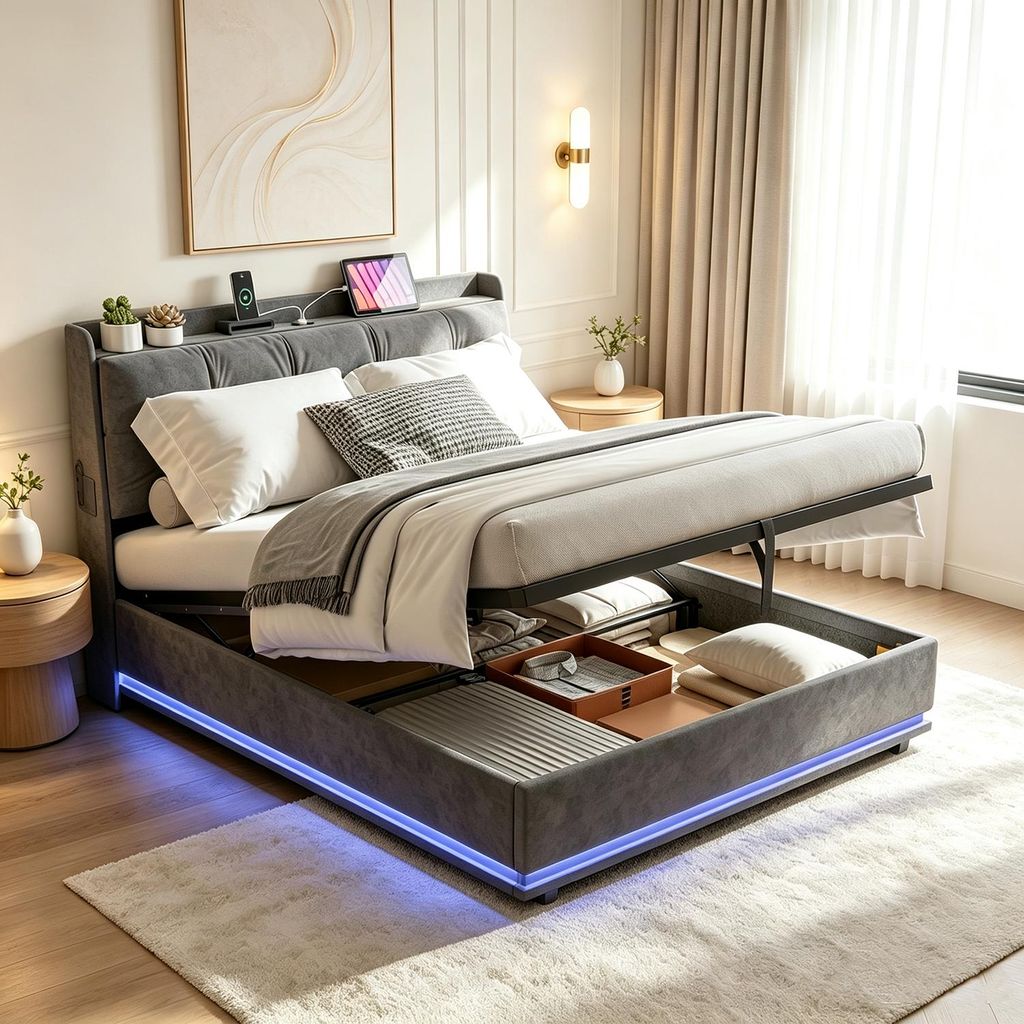 INONEFT Boxspringbett Polsterbett 160x200 mit LED und Produktbild 