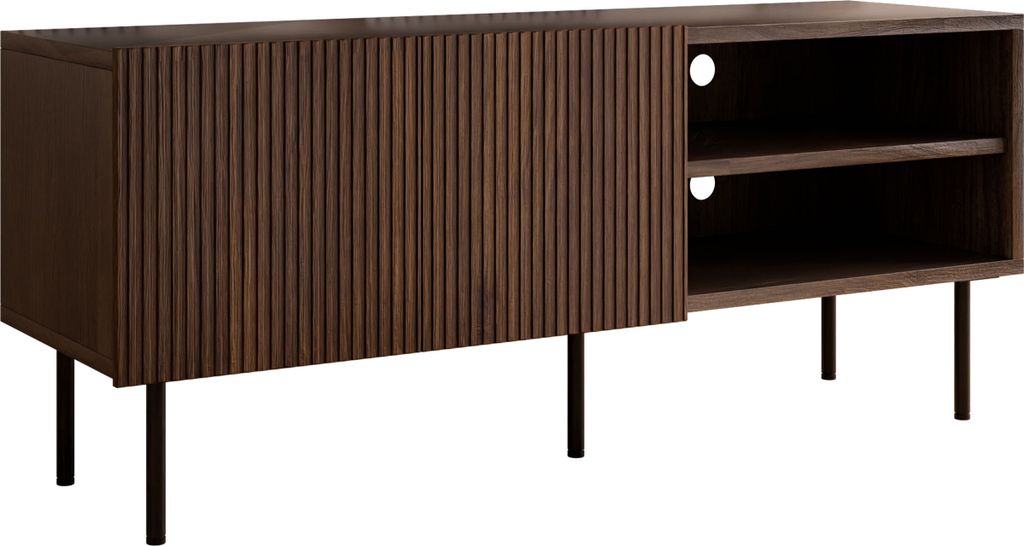 MIRJAN24 TV-Lowboard Tacos 150 2D, TV-Schrank, Modern, TV-Möbel, Stehend, Stahlfüße, Wohnzimmer Kollektion (Farbe: Nuss Warmia)