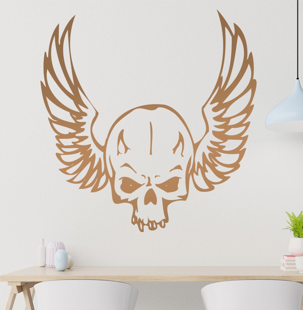 Himmel & Hölle Schädel Wandtattoo in 6 Größen - Wandaufkleber Wall Sticker - Dekoration, Küche, Wohnzimmer, Schlafzimmer, Badezimmer