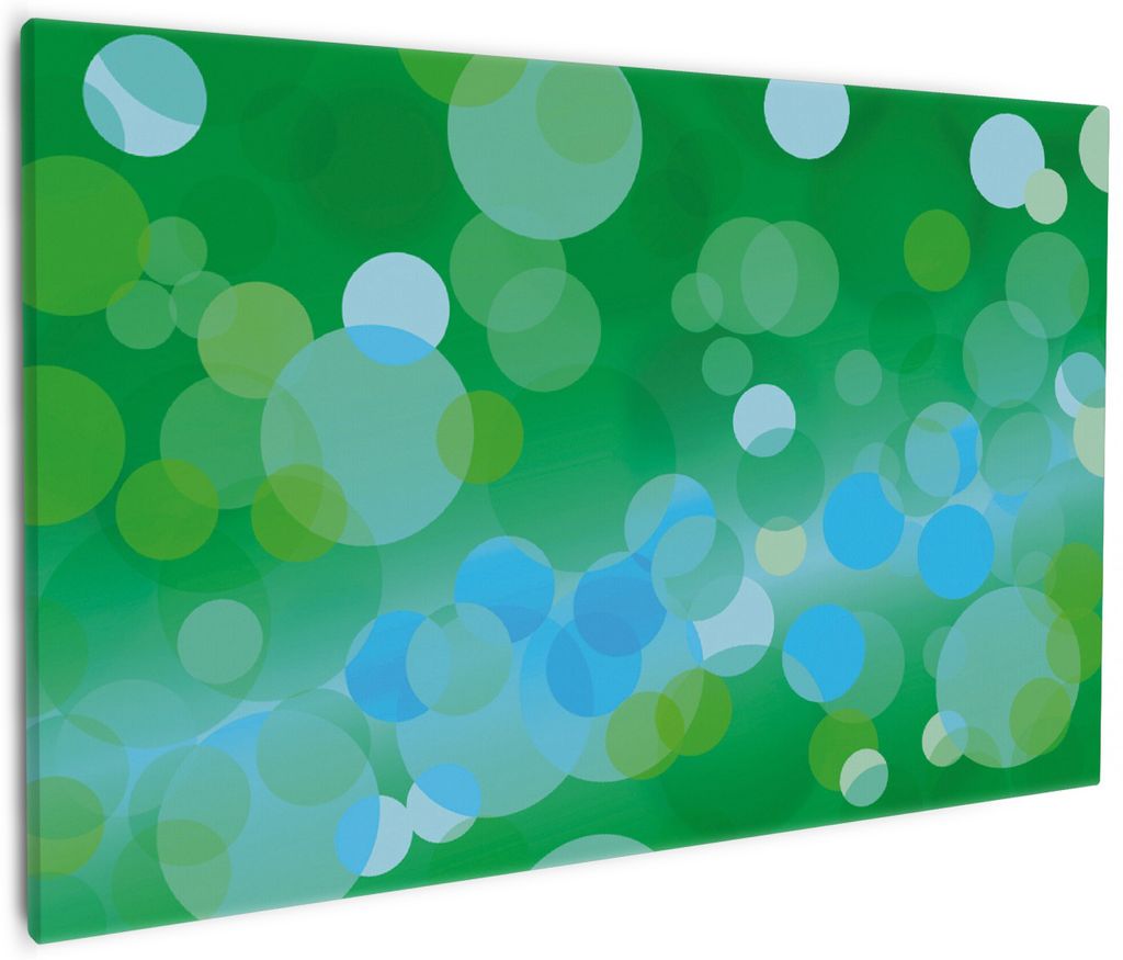 Wallario Premium Leinwandbild Grüne und blaue Kreise - harmonisches Muster in Größe 60 x 90 cm