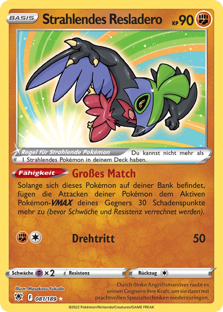 Strahlendes Resladero Ultra Rare Shiny Schwert & Schild Astralglanz 81/189 Sammelkarten Pokemon Einzelkarten