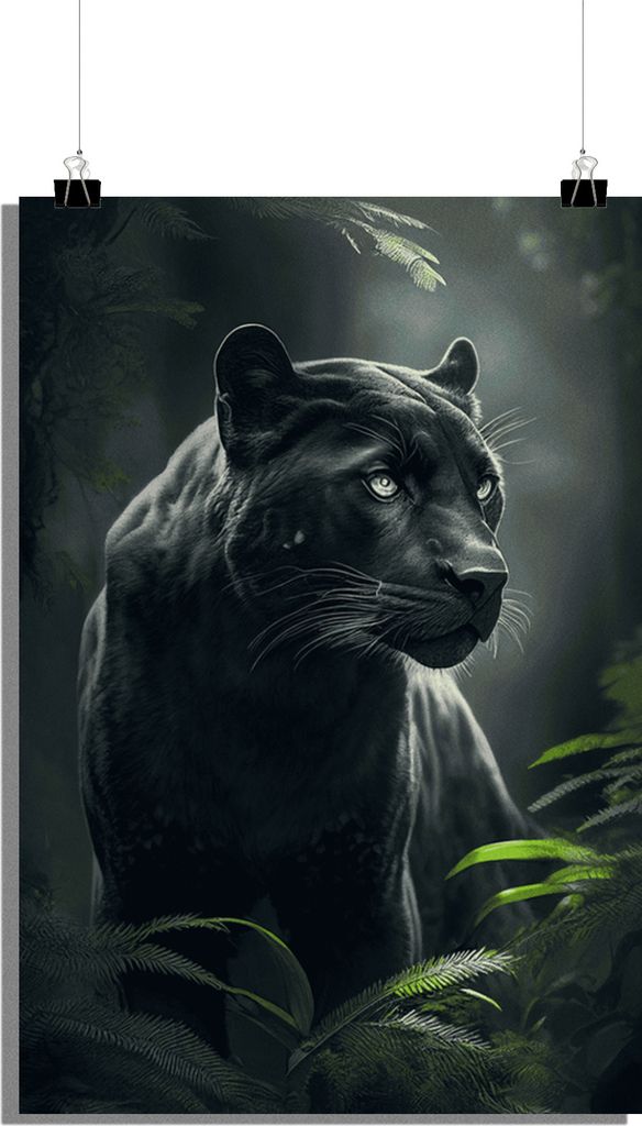 Tierposter - Black Panther Poster - Natur Poster - 51x71cm - Perfekt zum Einrahmen