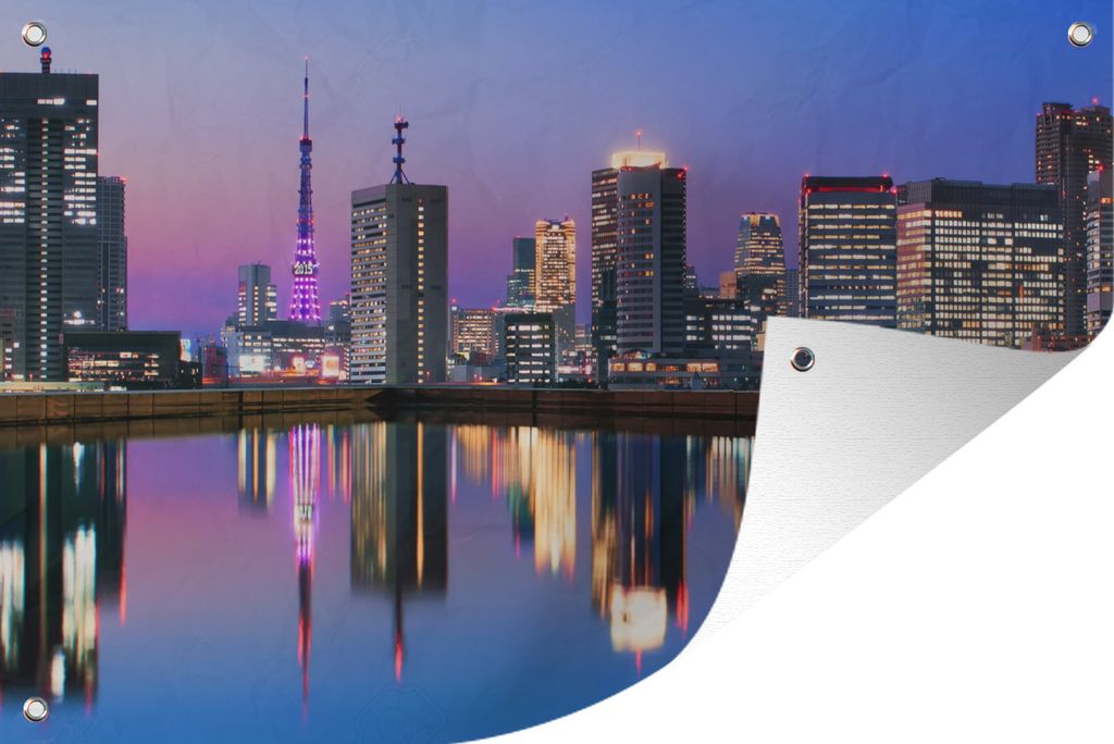 MuchoWow 60x40 cm Outdoor-Poster Gartendeko Sichtschutz Garten Poster für den Garten Skyline - Tokio - Japan