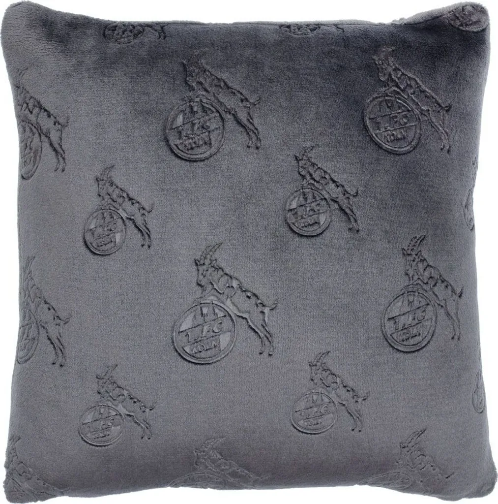 Coussin 1. FC Köln Gris à Motif Logo Gaufré - Textile de Qualité Supérieure