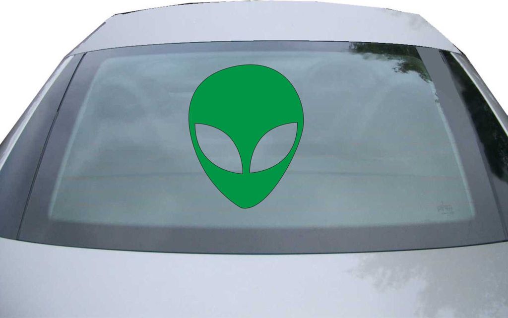 Indigos UG - Aufkleber Heckscheibe & Motorklappe DE2498 - grün - 600x479 mm - Alien - Auto Scheiben Fenster Heckklappe Tuning Racing JDM - Die cut