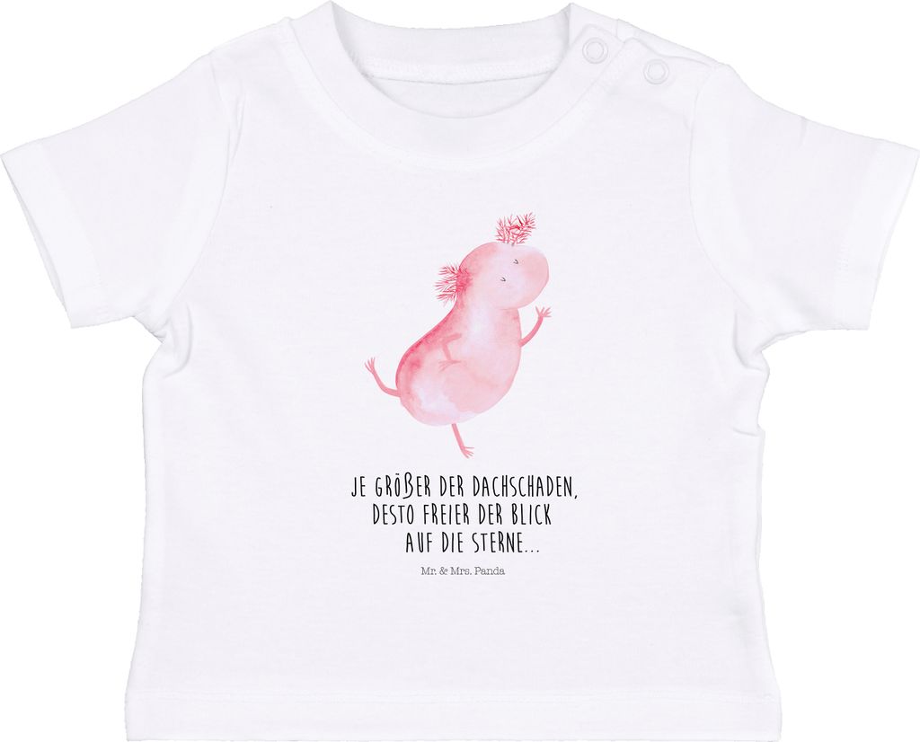 Mr. & Mrs. Panda T-Shirt Axolotl Tanzen 0. - 6. Monat - Weiß - Geschenk, Baby Kurzarmshirt, Babyshirt, Shirt, Baumwolle, Oberteil, Freundin, gut G...