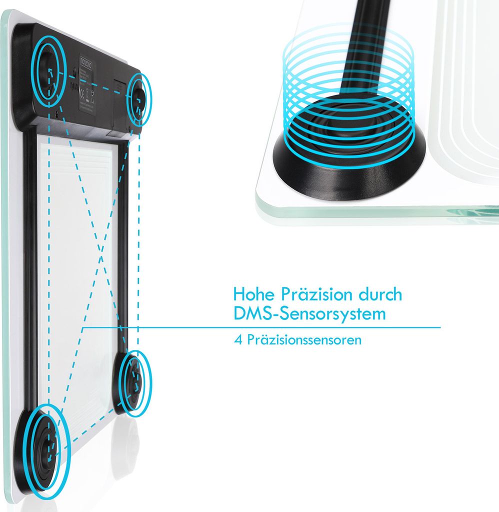 MONZANA® Digitale Personenwaage hochpräzise DMS-Sensoren Produktbild 4