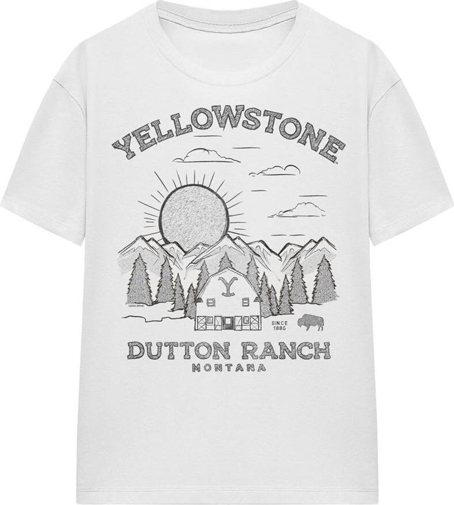 Yellowstone - "Dutton Ranch" T-Shirt für Herren/Damen Uni TV16980 (XL) (Weiß)