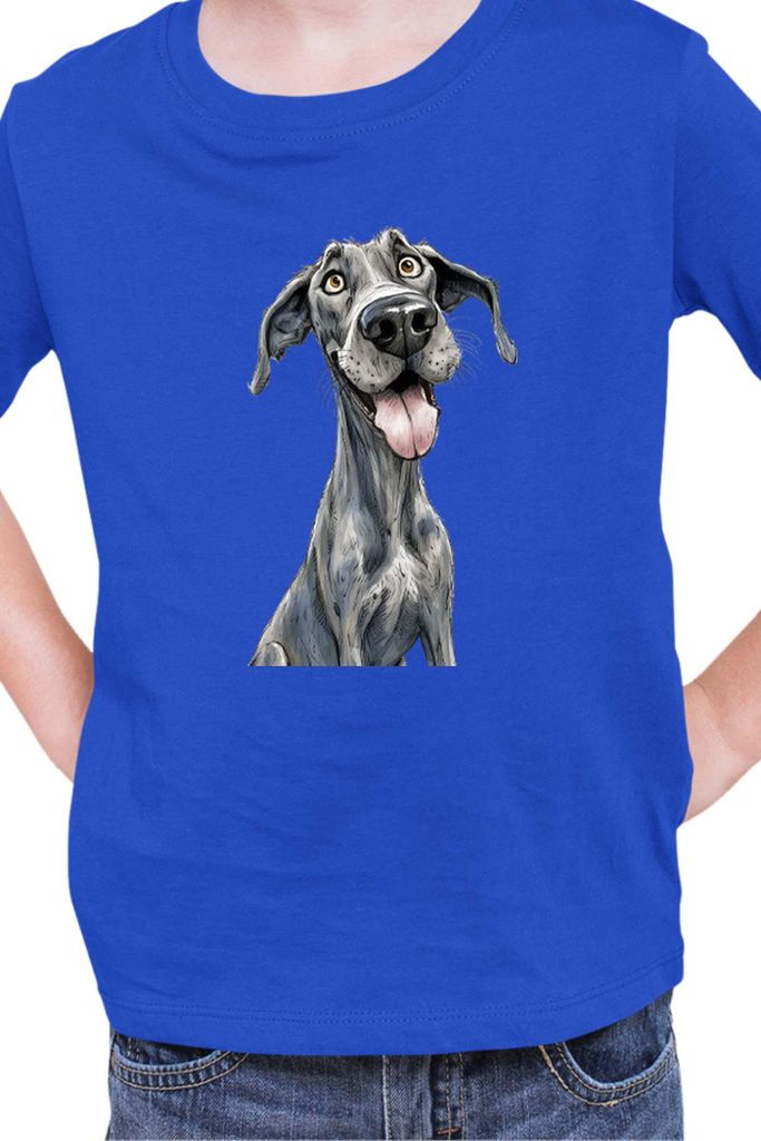 Kinder T-Shirt Funny Dogs Breeds Great Dane Dog Breed, 3-4 Jahr - 104 / Blau