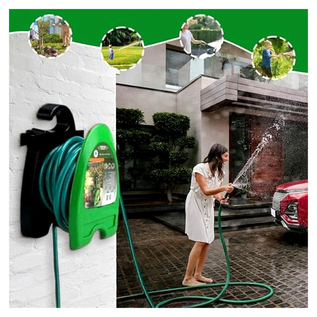 Wandhalterung für Gartenschlauch, robuster Schlauchständer | 10m Standhalterung für Schlauchtrommel im Garten, Pool, Garage, Bewässerung und La...