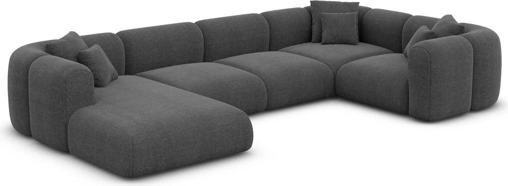 Strukturstoff U-Form XL Wohnlandschaft Belio Anthrazit Links