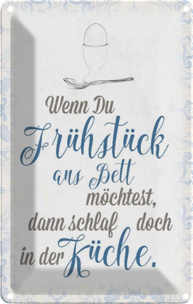 vianmo Blechschild 18x12 cm wenn du Frühstück ans Bett Produktbild 