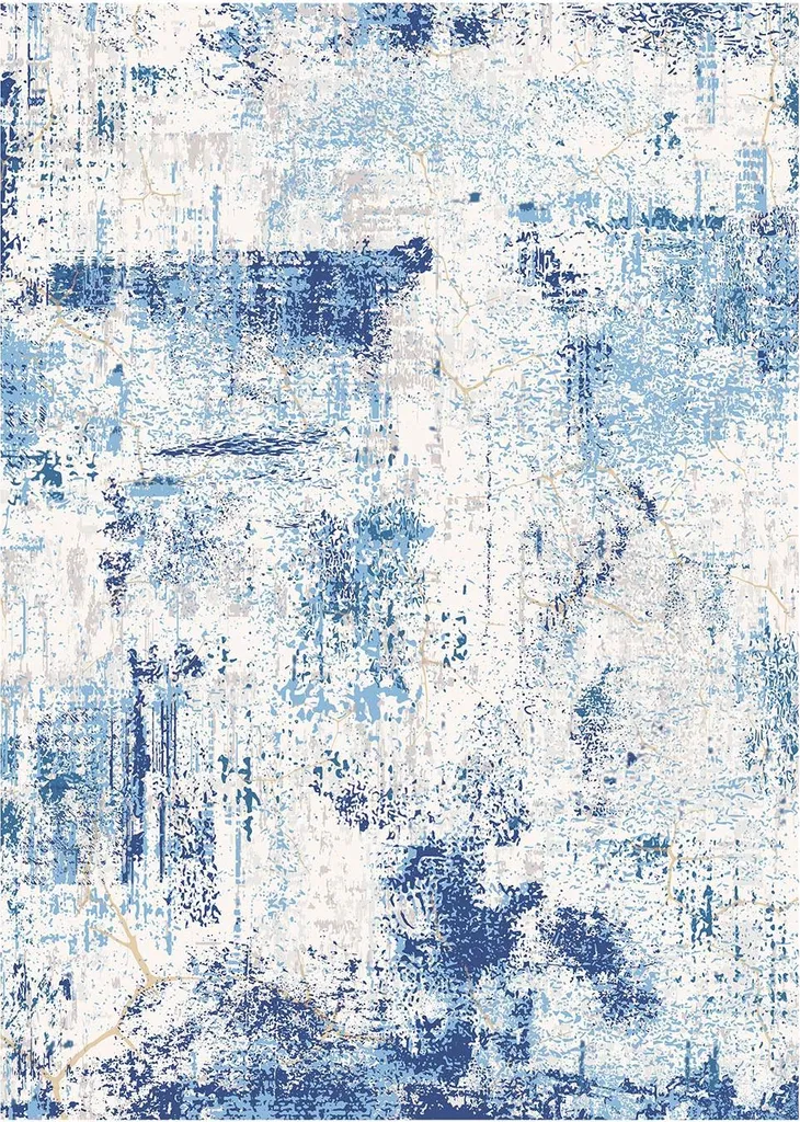 Tapis de salon moderne bleu 152x213 cm idéal pour famille et animaux de garde