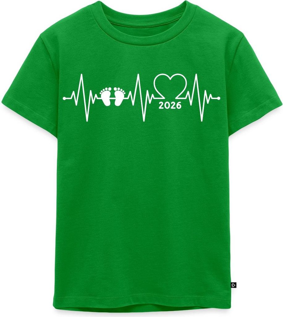 Spreadshirt Baby 2026 EKG Herzschlag Kinder Premium T-Shirt, 122/128 (6 Jahre), Grün