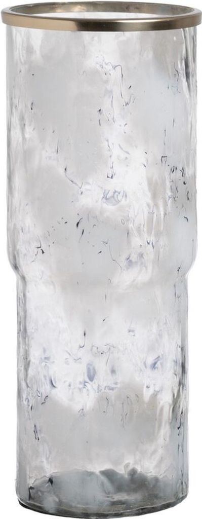 Vase Weiß Champagner Aluminium Kristall 19,5 x 19,5 x 51 cm